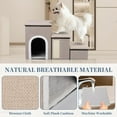 thumbnail image 6 of Dog Steps for Bed and Couch, 4 in 1 Foldable Dog Stairs for Small Older Dogs Cats, Adjustable Pet Cat Stairs with Storage, Dog Ramps with Condo, Cat Scratcher, Hold Up to 180LBS, Pet Cat Steps Beige, 6 of 8