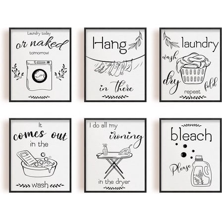 1set Home Decor Painting Canvas Wall Art Laundry Today or Naked Tomorrow Canvas Hanging Painting Canvas Art 7.9x9.8inch Canvas Printing Artwork Wall Decoration Painting 6pcs/Set Bedroom