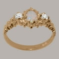 thumbnail image 3 of LBG British Made 14k Rose Gold Opal & Diamond ring Womens Anniversary Ring - 33 size options - Size 11.75, 3 of 9