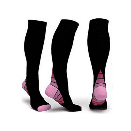 

LIEAGLE Unisex Compression Socks Calf Shin Leg Running Fitness Stocking (Pink and black)