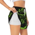 thumbnail image 3 of Lsque DINOSAUR IN SPACE Printed Women's Running Shorts with Liner Pockets,Elastic Quick Dry Workout Athletic Gym Yoga Shorts,Womens High Waist Shorts-Small, 3 of 9