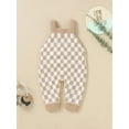 thumbnail image 6 of Bagilaanoe Newborn Baby Girl Knitted Jumpsuit Sleeveless Checkerboard Print Romper Overalls 6M 12M 18M 24M Infant Autumn Winter Long Pants, 6 of 9