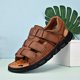 thumbnail image 1 of Sandalias de playa con punta abierta, livianas y elegantes para hombres - Sandalias de playa antideslizantes con suela suave con cierre de gancho y bucle, 1 of 4