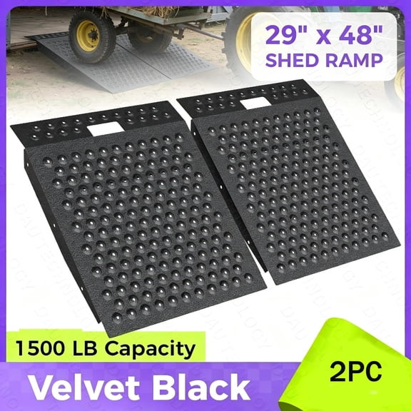 VNN 29"x48" Shed Ramp for Riding Mower, 750lbs Capacity Anti-Slip Punch Plate Ramp for ATV, Motorcycle, Tractors, 2PC Velvet Black