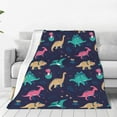 thumbnail image 4 of Cauagu Cartoon Dinosaur Pattern Flannel Bed Blankets,Fleece Blanket Comfortable Air Conditioning Blanket for Sofa Bed Travel Couch & Living Room -40"x30", 4 of 8