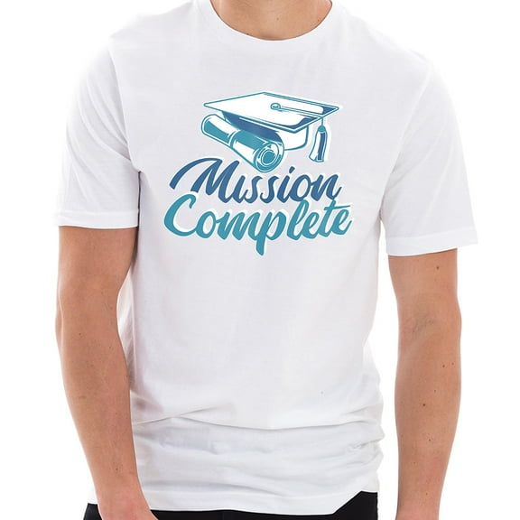 Plus Size Mission Complete Graphic Design Unisex Ring Spun Combed Cotton Short Sleeve Deluxe Jersey T-Shirt - White XL