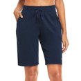thumbnail image 5 of BALEAF Women's Bermuda Shorts Cotton Long Shorts with Pockets Navy Blue L, 5 of 7