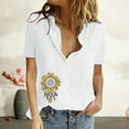 thumbnail image 2 of IROINNID Summer Tops For Women Under $10 Button Turn down Neck Short Sleeve Print Short Sleeves Tops Spring Saving, 2 of 8