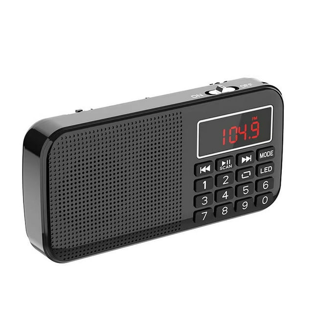 Queilt pcs Rechargeable Portable Radio, FM Radio with 2400mAh Rechargeable Battery, Small Digital Portable Radio with Clock, Alarm Clock and Emergency Light, Support MP3, SD, USB, AUX