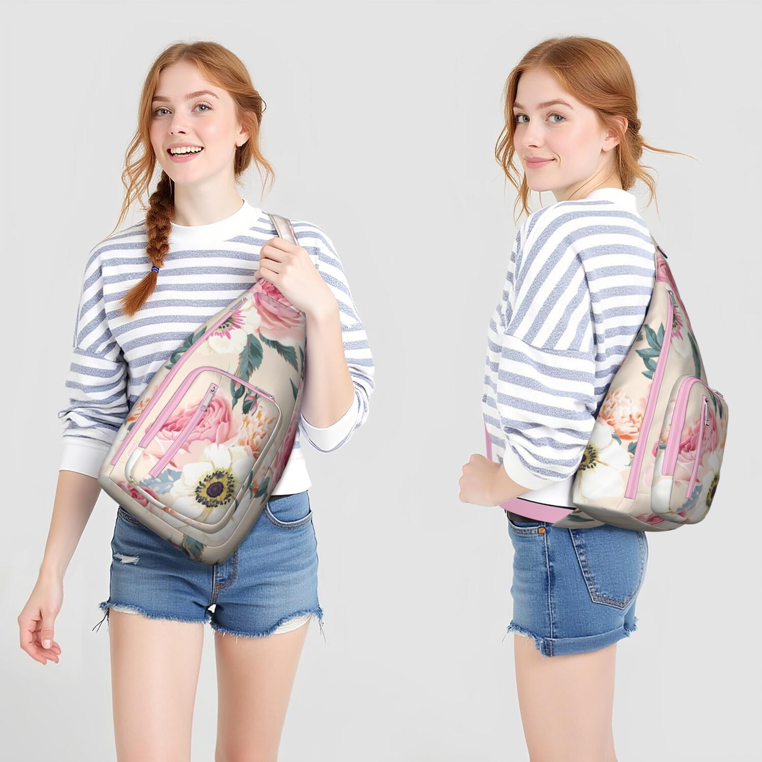 Durable Breathable Sling Bag with Sunflower Pattern for Tactical Use