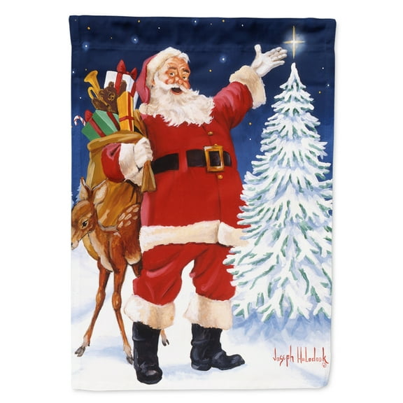 Santa Claus Star Bright Flag Canvas House Size