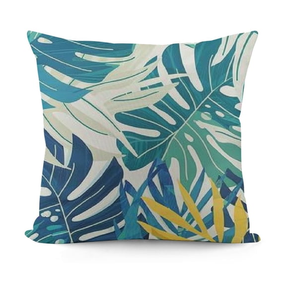 YINGXI Aqua Teal Palm Leaf Summer Decorations Outdoor Throw Pillow Cover Decor Botanical Plant for Home 12x12in