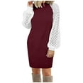 thumbnail image 6 of USSUMA Plus Size Dress For Women, Womens Casual Loose Mini Short Tank Dress Long Sleeve Peplum High Waist Sundresses Sexy Elegant Crew Neck Graduation Birthday Sun Dresses Gradient Daisy Design, 6 of 6