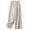 000-Khaki, variant on Asgosdo Women Cotton Linen Cropped Pants Elastic High Waist Wide Leg Trousers Casual Summer Loose Culottes S XXXL