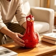 thumbnail image 4 of Clearance Funny Rooster Flower Vase 7.9 Inch, Red Polka Dot Chicken Head Resin Vase, Whimsical Farmhouse Centerpiece for Kitchen, 1 Pack, 4 of 5