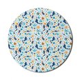 thumbnail image 1 of Fish Mouse Pad for Computers, Dolphin Starfish Jellyfish Sea Shells on Plain Backdrop Illustration, Round Non-Slip Thick Rubber Modern Gaming Mousepad, 8" Round, Dark Sky Blue Marigold, by Ambesonne, 1 of 2