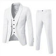 thumbnail image 2 of yuCgh Men's Slim Fit One-Button Three-Piece Suit Set, Formal Business Blazer, Vest, and Trousers for Wedding, Party, and Office Occasions,White S, 2 of 6