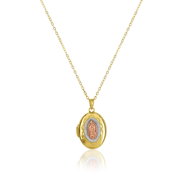 Brilliance Fine Jewelry Tri-Color Guadalupe Locket Pendant photo 1
