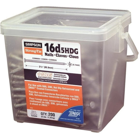 5LB 16D HDG COMMON NAILS 16D5HDG-R Contains 4 per case