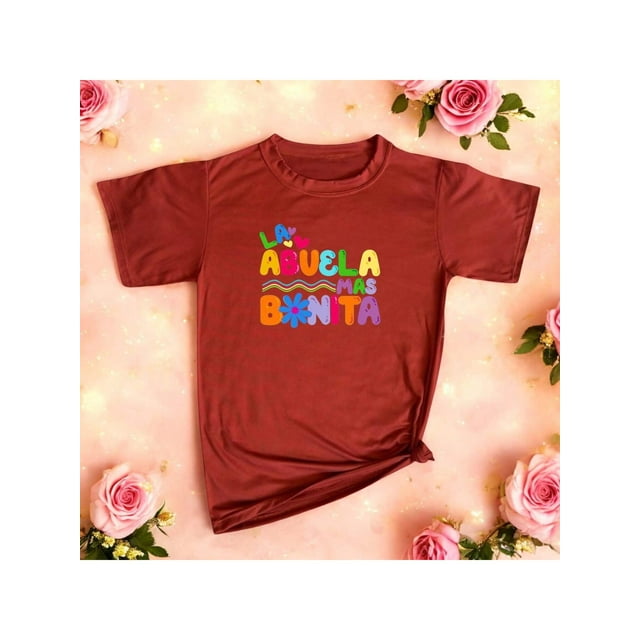 Letras Playera Blusa Con Estampado De La Abuela Mas Bonita Ropa Para Mujer Color Shedron Talla Chica Marca Emil SaEs
