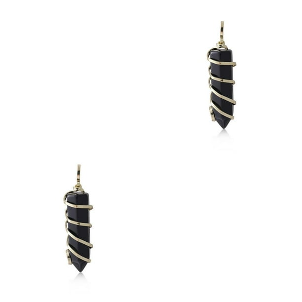 Qarigey Alambre envuelto encanto hombres joyería hallazgos aniversario regalo colgante cristal encantos DIY collar cadena pendientes Negro 2piezas
