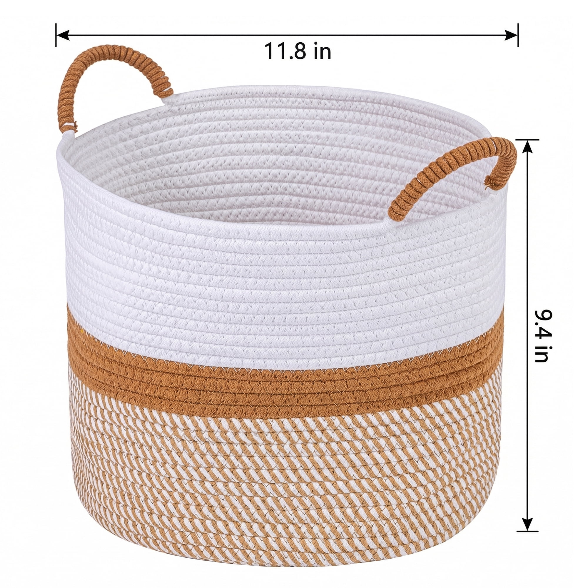 Unique Bargains Multiple Use Woven Storage Bin for Home White Coffee 11.8*11.8*9.4in