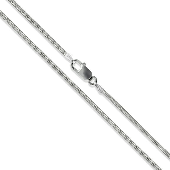 Sterling Silver Round Magic Snake Chain 1.1mm Rhodium Plated Necklace 925 16" Jewelry Female Unisex