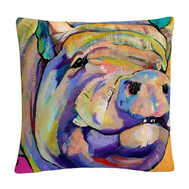 Potbelly' Animals Pets Painting Bold By Pat Saunders-White 16 X 16 Decorative Throw Pillow