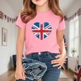 thumbnail image 5 of Bxsruta Girls T Shirts, Summer and Spring British National Flag Printed Fashion Children's Round Neck Short Sleeve School Blouse Printed T-shirt Shirt, Pink 2 Years, 5 of 5