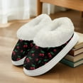 thumbnail image 3 of POLERO Pink Mushroom Butterfly Print Warm House Slippers for Women Comfy Fleece Lined Fuzzy Slippers with Thick Sole for Indoor Outdoor, Size 8-9, 3 of 7