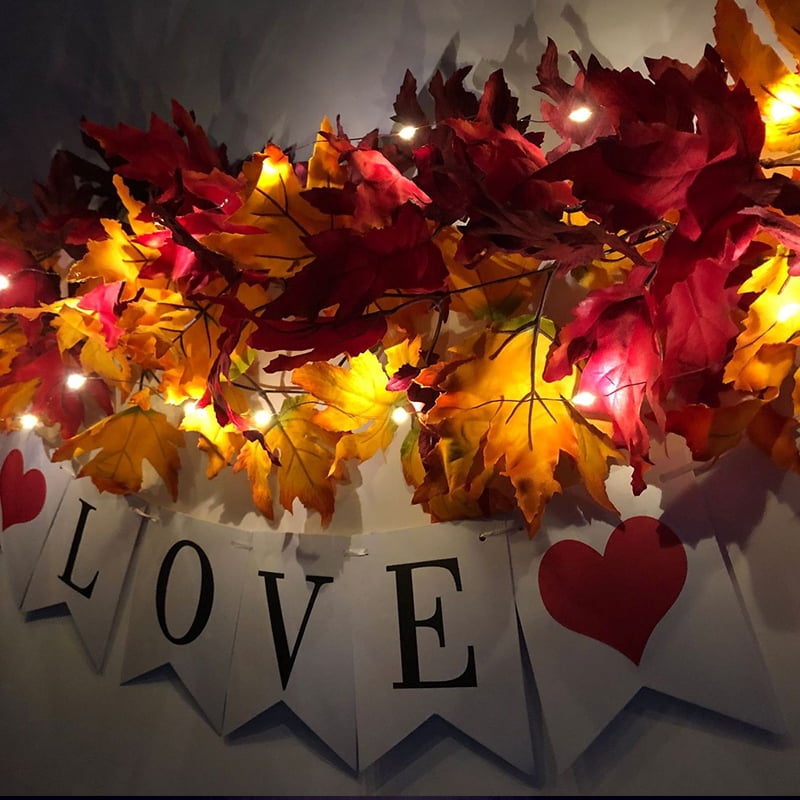 6.6ft 20 LEDs Maple Leaf String Lights for Fall Harvest Festival Thanksgiving Christmas Vivid