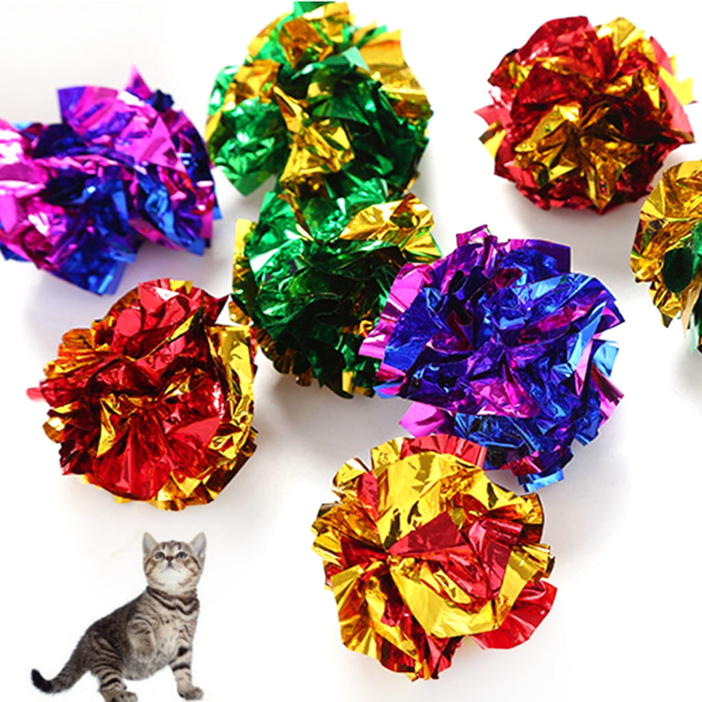 48 Pieces Cats Ball Kitten Teaser Ball Fun Glitter Balls Colorful Flower Balls Pet Cats Chew Balls for P