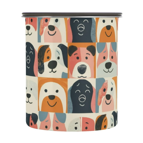 Cute Dog Print Airtight Coffee Bean Canister 30oz Food Storage Containers with Lids For Gournd, Tea, Sugar, Flour, Rice, Cereal, Candy Cookie Jar