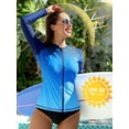 thumbnail image 3 of BeautyIn Rash Guard Shirt for Women Plus Size Zip Front Long Sleeve Sun Protection Swimwear Tops S-3X, 3 of 7