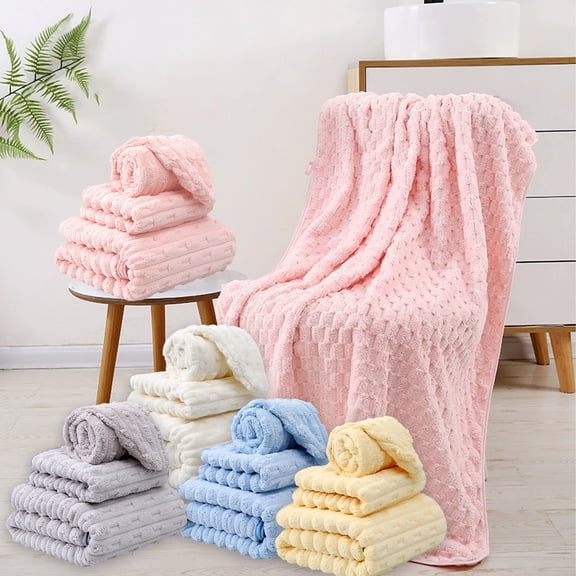 Summer Savings Clearance! Boovnll Bath Towels Set of 3, Super Soft & Absorbent Hand Towels & Hair Towel & Towels for Bathroom Quick Dry Thicken Microfiber for Bathroom, Hotel, Pool, Gym, Spa, Towels