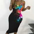 thumbnail image 4 of Usmixi Formal Dresses for Women Night Club Sexy Backless Strap Bodycon Midi Dress Scoop Neck Sleeveless Tie-Dye Print 2023 Summer Knee-Length Dresses Black xxl, 4 of 6