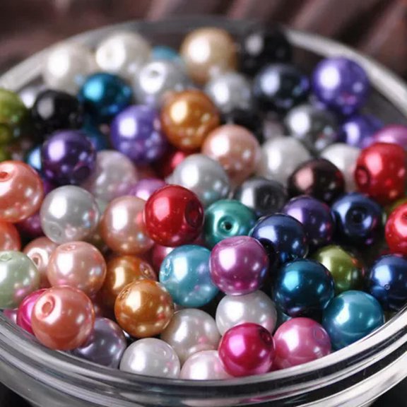 U8MO Pearl Glass Round 4mm/6mm/8mm/10mm/12mm/14mm Loose Beads for Jewelry Making-12mm(10pcs)-Random Mixed