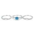 thumbnail image 4 of Trio Set Three Piece Wedding Ring Round Aquamarine CZ 925 Sterling Silver Size 5, 4 of 4