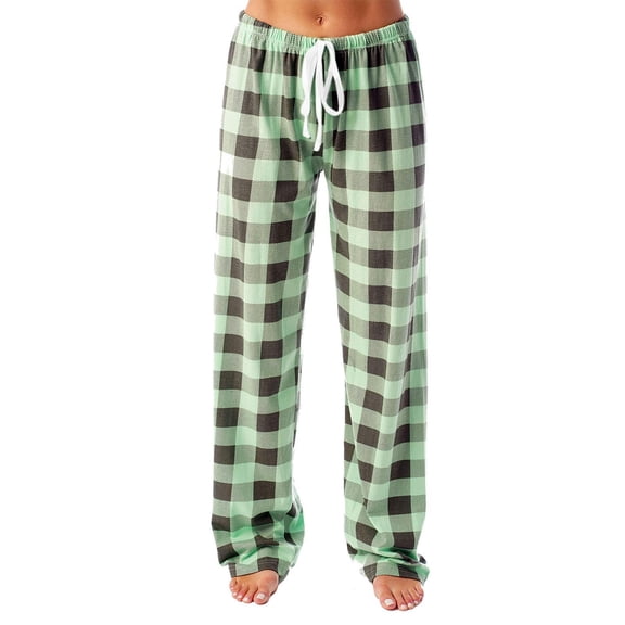 Lcziwo Plaid Comfy Pajama Pants for Women Wide Leg Elastic Waist Sleepwear Loose Drawstring Pj Bottoms Green,L