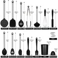 thumbnail image 4 of 27pcs Silicone Cooking Utensils Set, Stainess Steel Handle Cooking Tools Kitchen Spatula Utensils Set-Black, 4 of 7