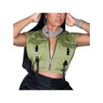 thumbnail image 1 of Sunloudy - Chaleco informal sin mangas para mujer, a la moda, con hebilla de color sólido, bolsillo, ombligo expuesto Sunloudy S M L XL, 1 of 7