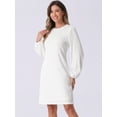 thumbnail image 4 of DARING DIVA Elegant Long Sleeve Textured Crew Neck Casual Dress XS White, 4 of 6