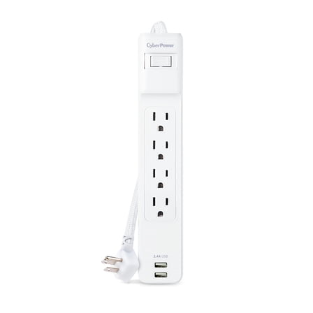 CyberPower P406U 4-Outlet Home/Office Surge Protector with 2x USB-A Port, White