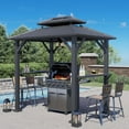 thumbnail image 4 of SOLUMIA 8'x6' Grill Gazebo with Double Roof, Aluminum Frame, Side Shelves, Galvanized Steel, for Patio, Backyard, Black, 4 of 8