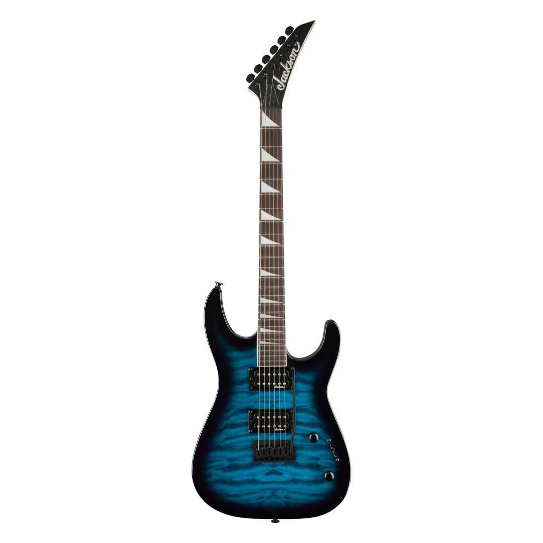 Jackson JS Series Dinky JS20 DKAQ 2PT 6-String Right-Handed Electric Guitar with Poplar Body and Amaranth Fingerboard (Transparent Blue Burst)
