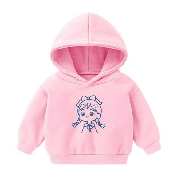Odeerbi Kids Girls Fleece Hoodies Printed Pullover Hooded Sweatshirts Fashion Casual Long Sleeve Printing Hooded Sweatshirt Tops Pink