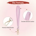 thumbnail image 6 of Uxcell Wristlet Strap [1PCS] - Genuine Leather KeyChain Hand Strap - [Pink-Gpld-8.27In] Replacement Wrist Strap, 6 of 7