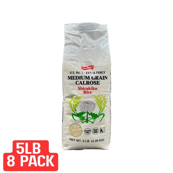 Shirakiku Calrose Rice No. 1 Extra Fancy, 5.00 lbs each, 8 bags