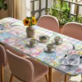 thumbnail image 3 of Easter Bunny Table Cloths for 8 Foot Rectangle Tables, Blue Easter Eggs Spring Floral Colorful Plaid Patio Waterproof Elastic Fitted Tablecloths, Washable Rectangular Table Cover for Camping, 3 of 8