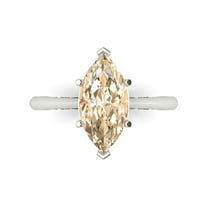 2.5 ctw Solitaire Anniversary Ring for Women | Marquise Cut Natural Morganite | Hyperallergenic Solid 18K White Gold